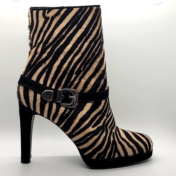 Stuart Weitzman Shoes - STUART WEITZMAN sz8 Pipenouveau Calf Hair Platform Bootie Zebra Print RA…